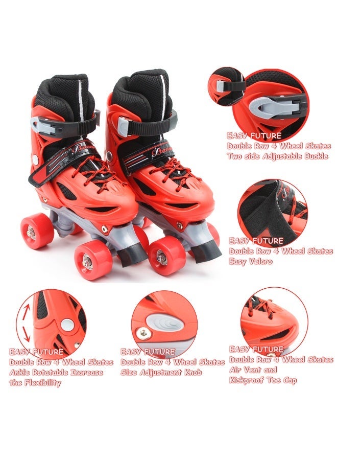 Roller Skates for Kids Adjustable Size Double Row 4 Wheel Skates for Indoor Outdoor Boys Girls Including Protective Gear 3 Colors 4 Sizes to Choose NO.1302P - Image 2